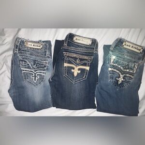 LOT OF 3 Rock Revival Women's Dark Blue Boot Cut Jeans